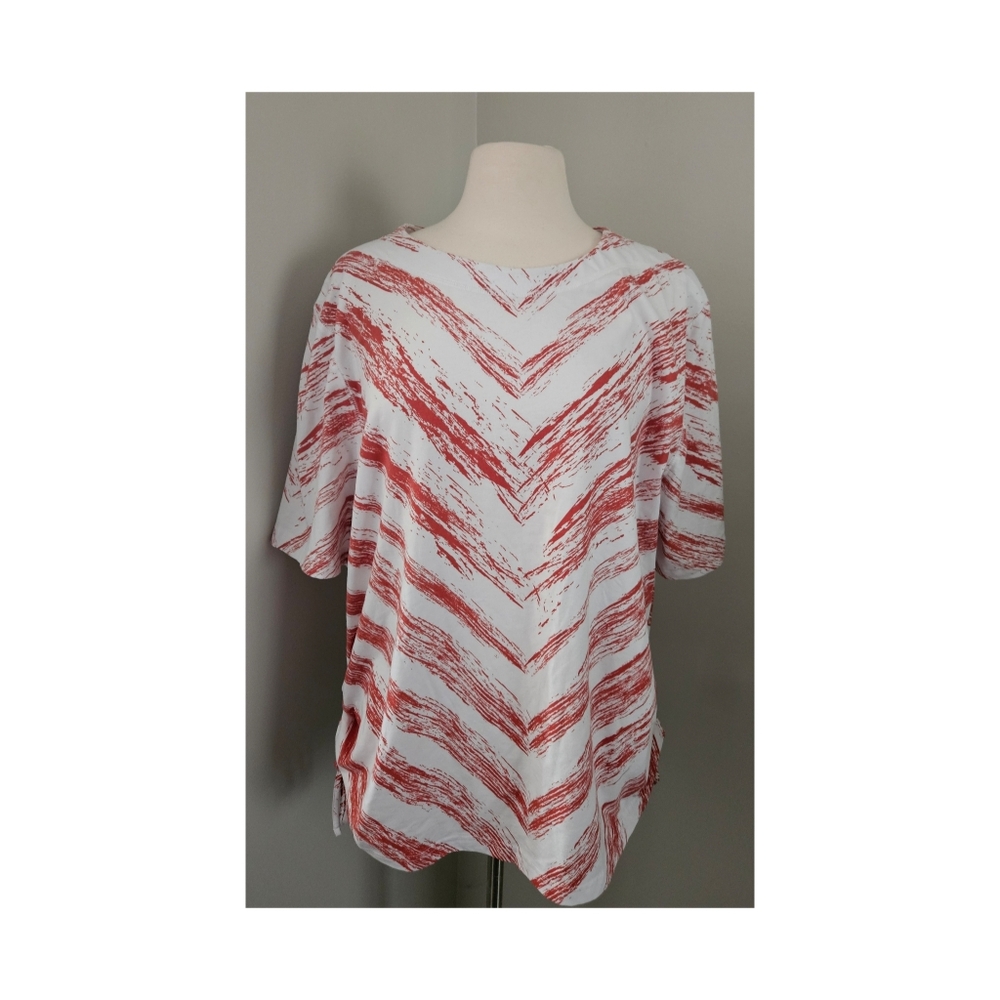 Southern Lady Chevron Print Ruched Top 2X